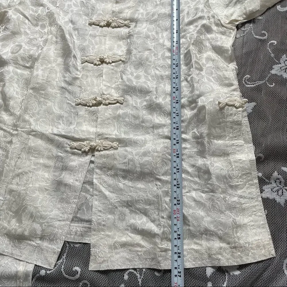 Asian 2 Piece Silky White Pyjama Set - Picture 9 of 16